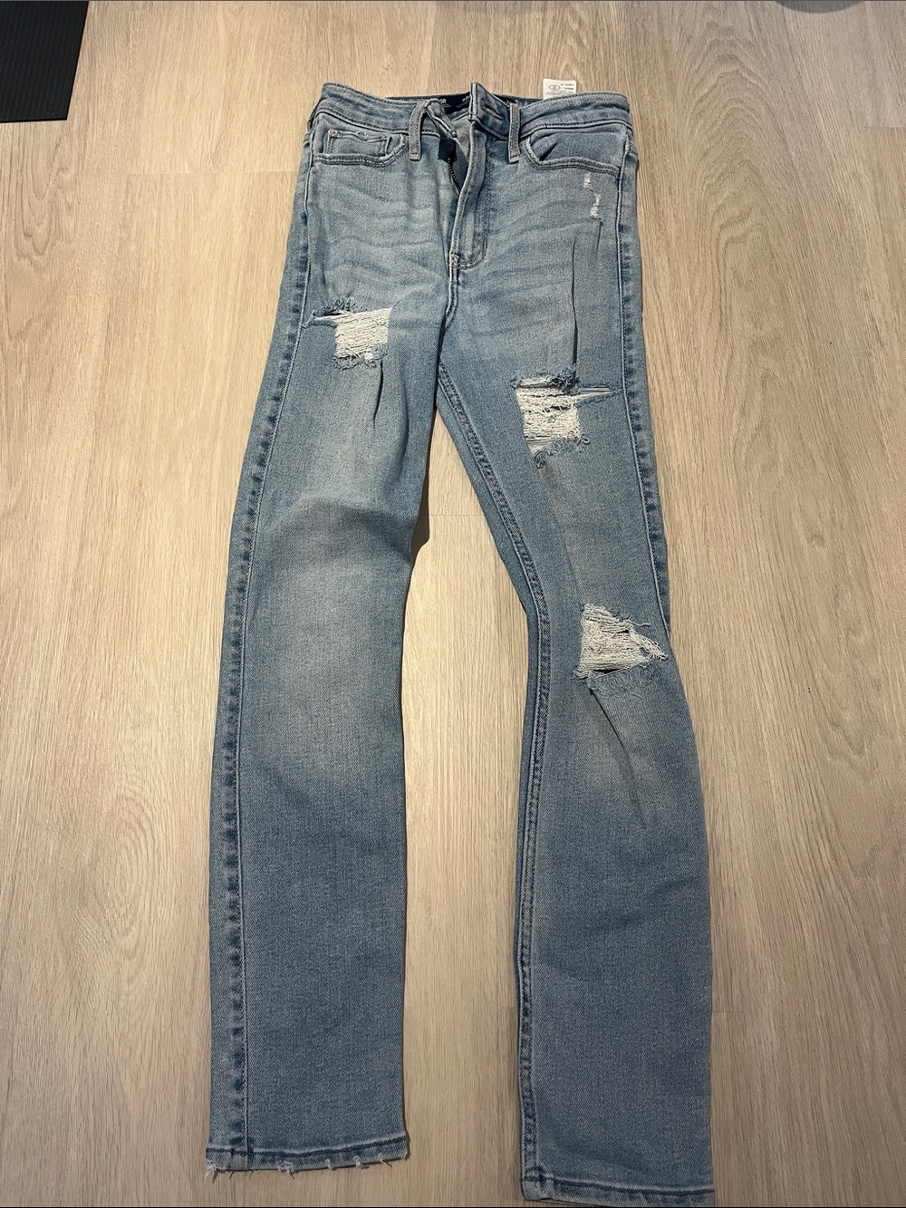 Hollister Light Blue Distressed Straight-Leg Jeans